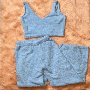 Baby Blue Teddy Two Piece Set Tank Top and Pants